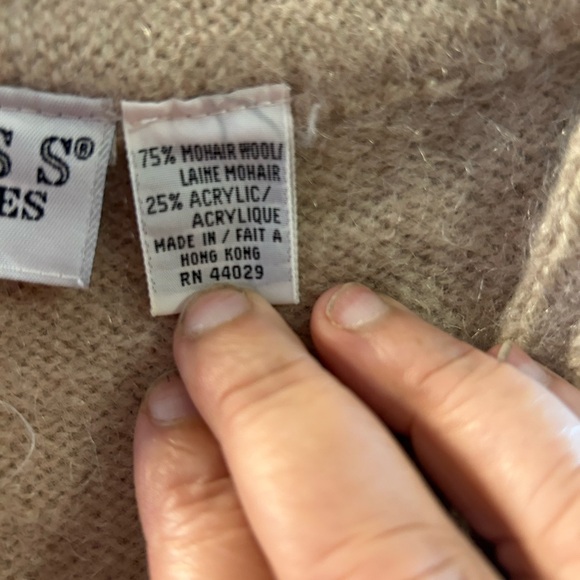 RUSS PETITES khaki button up vest vintage mohair wool blend size small - Picture 7 of 9